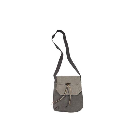 Upcycled ReLoved Crossbody Purse Small Gray distressed Honey & Me Canvas Boho - Picture 1 of 7